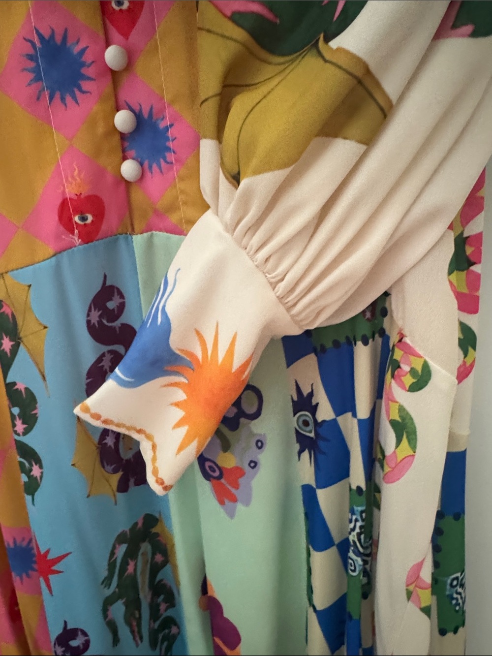 Colorful Printed Maxi Dress with Patchwork Motifs - Picture 4 of 6
